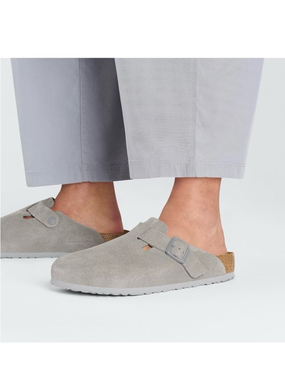 Birkenstock Boston Light Gray Clogs - Picture 2 of 6